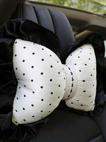 Zazumi 1pc Cute Bow Car Headrest Neck Guard, Car-Specific Backrest, Waist Support For Seat Back, Suitable For Car Seat Neck Guard