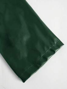 DreamSkyne Plus Size Women Minimalist Cinched Waist Mid-Length Jacket, Suitable For Commuting, Autumn/Winter - Dark Green - View 5