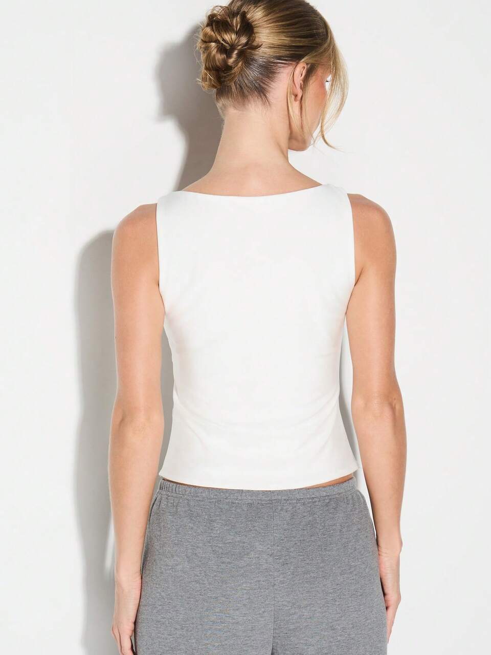 Ribbed Square Neck Sleeveless Tank Top Fitted Cropped Summer Casual Basic Camisole