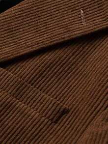 Manfinity Mode Men's Solid Color Lapel NeckLong Sleeve Casual Corduroy Blazer - Brown - View 3