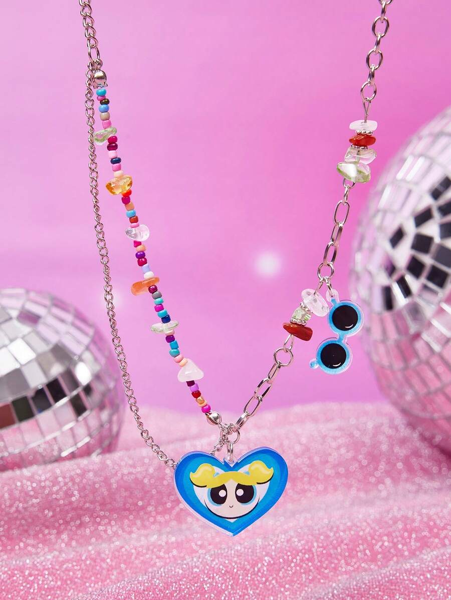 THE POWERPUFF GIRLS X SHEIN Collares superpuestos para mujer - Multicolor - Ver 1