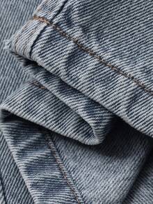 DAZY Quần jean nam cạp chéo cài nút cổ điển màu xanh lam - Màu xanh lam - Xem 8