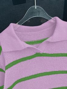 GlowEve Women's Casual Loose Striped Sweater, Autumn/Winter - Dusty Purple - View 5