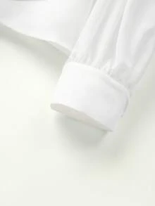 GlowEve CURVE Plus Size Women's Elegant Collared Chiffon Patchwork Long Sleeve Cinched Waist Blouse, Autumn/Winter