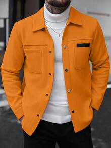 Manfinity CasualCool Chaqueta casual de unicolor para hombres, adecuada para otoño e invierno - Amarillo - Ver 4