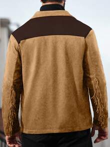 Manfinity Nomadique Men's Solid Color Long Sleeve Thermal Lined Single Breasted Casual Loose Jacket, Autumn Mens Country Concert Outfit Rodeo Outfits For Men - Multicolor - View 2