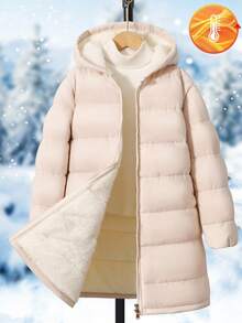 SHEIN 1pc Teen Girl Casual Padded Coat, Mid-Length, Versatile For Autumn/Winter