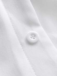 EMERY ROSE 大码休闲女式落肩单排扣衬衫 - 白色 - 查看 6