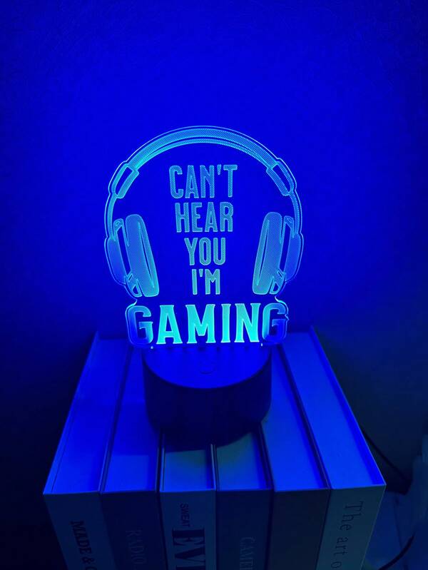 1pc Night Light(Can't Hear You I'm Gaming), 7 Color Variations, Game Player Gift Game Decoration Room Birthday Christmas Party Supplies