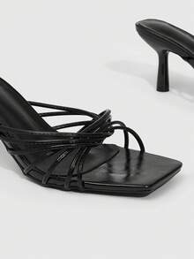 CUCCOO SZL Women's Fashion Versatile Commuter Twist Heeled Sandals - Black - View 5