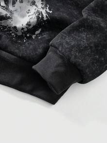 Street Life 男士标语印花拉链连帽衫 - 黑色 - 查看 3