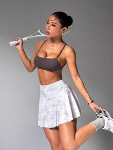 Dewbera 女士高腰迷彩印花休闲健身运动裙裤 - 彩色 - 查看 8