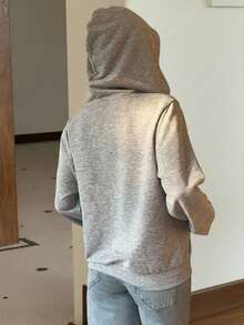 SHEIN EZwear 女士灰色针织连帽开衫