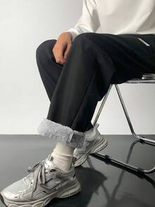 SHEIN بنطلون كاجوال مستقيم الساق مبطن حراريًا للمراهقين، مريح وقابل للتنوع، قماش ناعم، مناسب للارتداء اليومي، المدرسة، الخروجات، الأنشطة الخارجية، الخريف/الشتاء - رمادي - مشاهدة 4