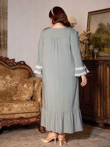 PalaceNights Vintage Palace Style Tassel Embroidered Lace Patchwork Loose Long Plus Size Nightgown, Moo Moo Night Dress - Green - View 2