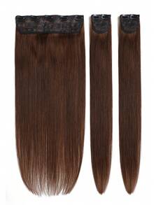 3Pcs Chocolate Brown Clip In Hair Extensions Volume-Enhancing Extensions Remy Human Hair Clip Ins Thick Hair Silk Straight For Women - S4# - View 2