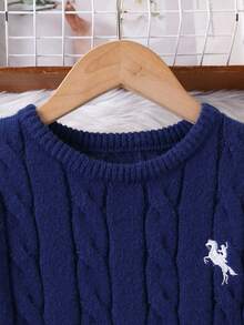 Tween Girls Long Sleeve Snug Fit Sweater Dress With Ruffle Hem, Suitable For Spring, Autumn, Winter, Can Be Paired With Padded Coat - Royal Blue - View 4