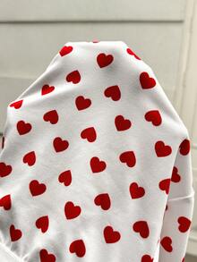 SHEIN Shorts informales de maternidad con cintura elástica y estampado de corazones - Rojo y blanco - Ver 6