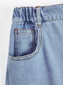 Sparklyn Quần jeans ống rộng thời trang mới cho bé gái tuổi teen, họa tiết bông tuyết rách rưới, thêu hình bướm và hoa, phong cách Y2K, thu đông 2025. Quần ống rộng dáng rộng cho thiếu nữ tuổi teen, phong cách Y2K. - Rửa nhẹ - Xem 4