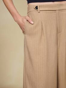 BizChic Pantaloni damă cu dungi kaki, toamnă/iarnă, noi, cu buzunare laterale, modern, elegant, urban, romantic, western punk, y2k, country music festival, vintage, coreean, aeroport, călătorii, stil stradal, nuntă, invitat, ziua de naștere, Halloween, afaceri, casual, birou, întâlnire, petrecere, ieșire, aeroport, înapoi la școală, toamnă/iarnă, femei - Kaki - Vizualizare 7