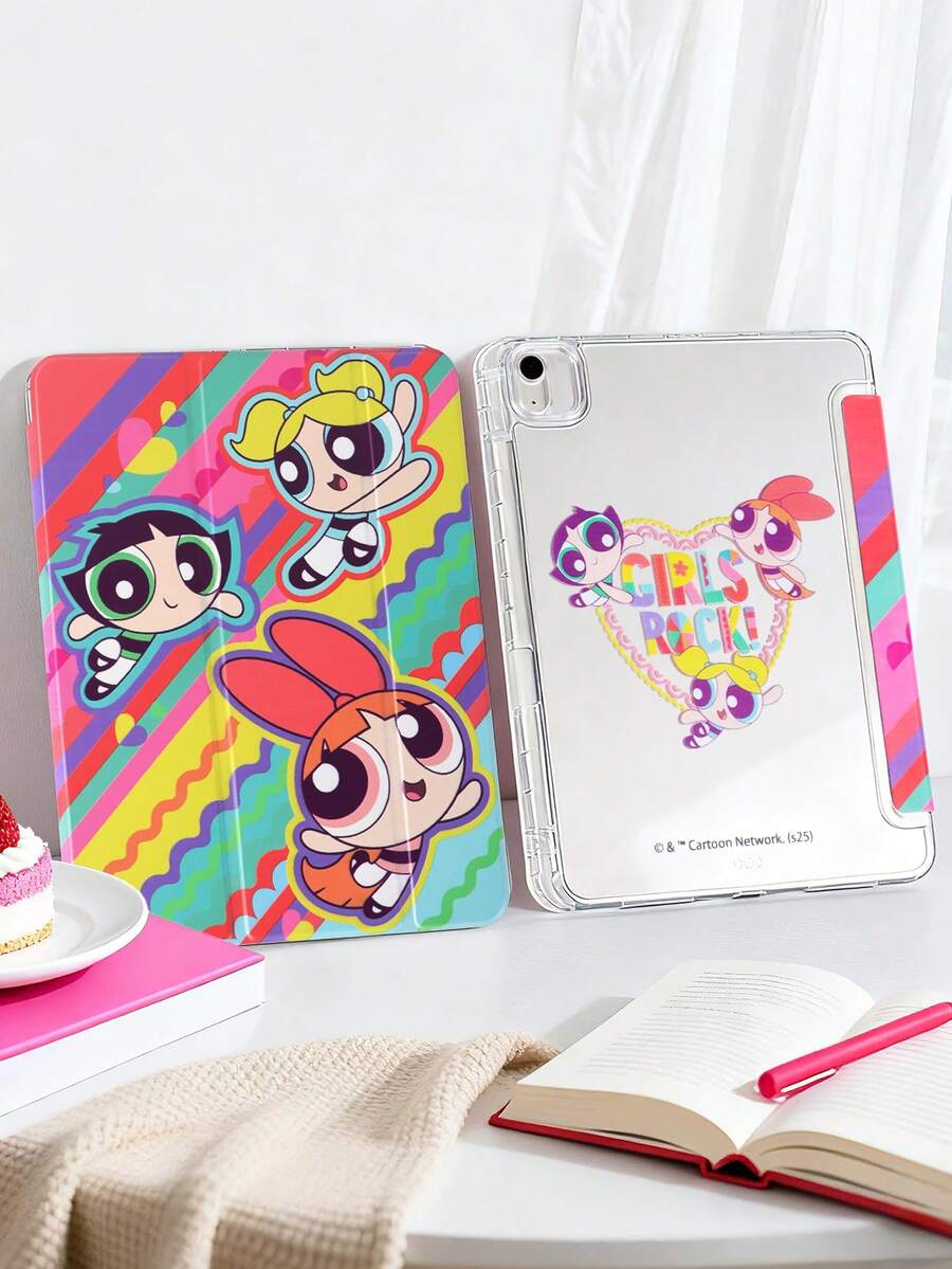 THE POWERPUFF GIRLS X SHEIN 透明亚克力卡通花朵、泡泡、毛茛图案翻盖保护套,兼容 iPad Mini 6/ Mini 7/Air/Air 2/9.7/10.5/10.2/Air 4/Air 5/10.9/Pro 11/10/2024 Air 11 (M2)/Pro 11 (M4) 2024/Air 11 英寸 (M3) 2025/iPad (A16) 11 英寸第 11 代 2025 款。高透明度保护套,产品不含触控笔。部分型号在边框内设有内置触控笔插槽。 - 彩色 - 查看 1