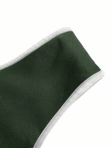 GlowEve CURVE 大码优雅通勤拼色无袖连体裤 - 軍綠色 - 查看 4