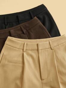 Anewsta 3件套时尚优雅现代简约口袋阔腿西装裤，度假新年 - 彩色 - 查看 5