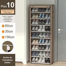 Muebles 10 Niveles Estante De Calzado Organizador Cubierta antipolvo Para Zapatero, Protector de 10 capas con cremallera para armario de zapatos, cubiertas de muebles para el hogar, cubierta Rectangular plegable Zapatero zapatera 10 Nivel de Zapatos de gabinete en Rack, Estante del Zapato de Lona Permanente del Organizador del almacenaje, for 30 Pares Zapatos con Prueba de Polvo Cubierta zapatera Zapatero - Café - Ver 2