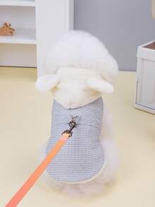 PETSIN 1pc 2 In 1 Cute Thermal Lined Warm Leash-Attached Pet Jacket For Autumn/Winter - Grey - View 3
