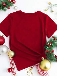 Manfinity Homme Áo thun cổ tròn in hình sao băng lấp lánh chúc mừng năm mới 2026, Unisex, Phiên bản giới hạn Quà tặng cho cặp đôi - Đỏ - Xem 2