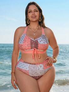 Swim Lushoire Set de costume de baie elegante pentru femei, model boem, stil plajă, 2026, vară 2026 - Multicolor - Vizualizare 4