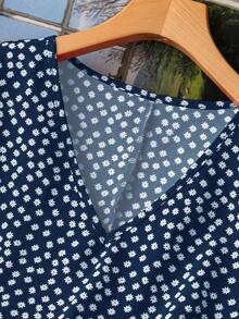 Pariaura 夏季休闲沙滩度假印花连衣裙，适合日常穿着，女士长款套装 - 寶藍色 - 查看 4