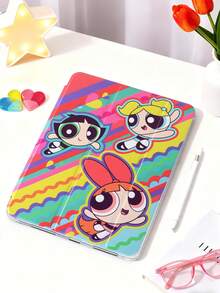 THE POWERPUFF GIRLS X SHEIN 透明亚克力卡通花朵、泡泡、毛茛图案翻盖保护套，兼容 iPad Mini 6/ Mini 7/Air/Air 2/9.7/10.5/10.2/Air 4/Air 5/10.9/Pro 11/10/2024 Air 11 (M2)/Pro 11 (M4) 2024/Air 11 英寸 (M3) 2025/iPad (A16) 11 英寸第 11 代 2025 款。高透明度保护套，产品不含触控笔。部分型号在边框内设有内置触控笔插槽。 - 彩色 - 查看 4