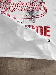 AXEPEAK Casual Street Graffiti Loose Short Sleeve Crew Neck T-Shirt For Men - White - View 5