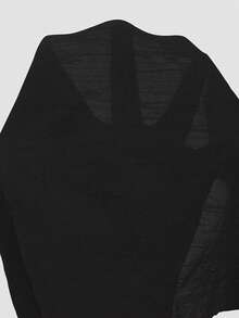 Swim Vcay Women's Fashionable Solid Color Twist Knot Kimono Cover Up (Open Front) - Black - View 4