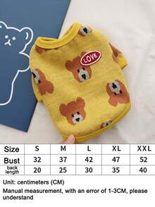 PETSIN 1 Pc Pet Cat Dog Universal Yellow Bear Cute Pattern Knitted Jacquard Open Skirt Jacket Warm And Comfortable Dog Sweater Jacket - Yellow - View 4