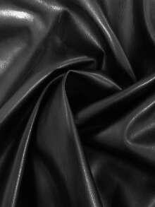 Franclia 返校休闲百搭 PU 不对称下摆系带黑色迷你裙，春秋女装 - 黑色 - 查看 8