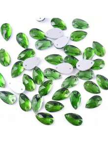 Slim Water Drop Shape Glass Multi Colors Shape Shiny Handmade Sewing Crystal Hand Sewn Rhinestone Decoration Beads Flat Back With Holes Gems DIY Accessories Sew On Stones Strass For Decorating Clothes, Dress, Bags, Shoes, Brooches, Earrings, Handicrafts