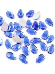 Slim Water Drop Shape Glass Multi Colors Shape Shiny Handmade Sewing Crystal Hand Sewn Rhinestone Decoration Beads Flat Back With Holes Gems DIY Accessories Sew On Stones Strass For Decorating Clothes, Dress, Bags, Shoes, Brooches, Earrings, Handicrafts