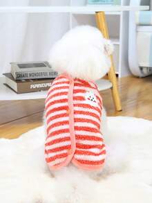 PETSIN 1pc 2 In 1 Cute Thermal Lined Warm Leash-Attached Pet Jacket For Autumn/Winter