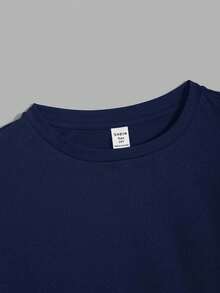 SHEIN Teen Boys' Colorblock 2 In 1 T-Shirt, Casual, Comfortable, Fashionable, Versatile, Soft Fabric, Suitable For Daily Wear, School, Travel, Outdoor Activities, Back To School, Autumn/Winter Blue Teen Shirts Long Sleeve Tops Boys Royal Blue And White Shirt Long Sleeve Shirts - Navy Blue - View 6