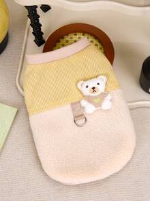 PETSIN 1pc 2 In 1 Cute Thermal Lined Warm Leash-Attached Pet Jacket For Autumn/Winter - Beige - View 5