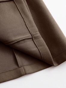 SHEIN Tall Abrigo largo y estilizador versátil para mujer de otoño/invierno de la serie alta - Café integral - Ver 8