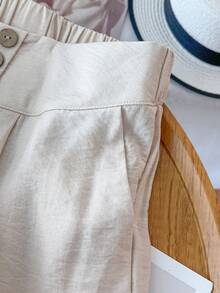 GlowEve CURVE Plus Size Casual Versatile Commuting Solid Color Wide Leg Pants - Apricot - View 6