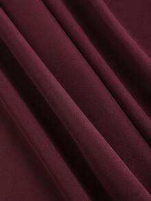 Sweetra 复古优雅提花褶皱阔腿女裤，秋冬 - 酒紅色 - 查看 4