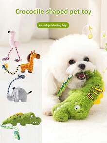 PETSIN 1pc Hemp Rope Grinding Dog Toy With Sound Training, Bite Resistant Toy, Teddy Bear, Small Dog, Pet Dog Toy, Simulation Elephant, Simulation Animal Toy - Multicolor - View 1