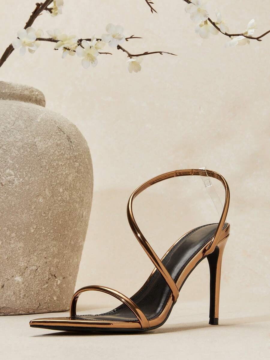 SHUZIA 时尚优雅女士金属古铜色漆皮尖头性感高跟舞鞋，适合假日派对、春夏度假等场合。 - 銅色 - 查看 1