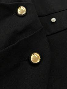 Elenzga Blouse ornée à ourlet asymétrique grande taille, blouse élégante et élégante à la mode pour femmes, blouse noire et blanche pour femmes, dîner pour femmes, soirée casino pour femmes - Noir et Blanc - Voir 5