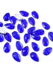 Slim Water Drop Shape Glass Multi Colors Shape Shiny Handmade Sewing Crystal Hand Sewn Rhinestone Decoration Beads Flat Back With Holes Gems DIY Accessories Sew On Stones Strass For Decorating Clothes, Dress, Bags, Shoes, Brooches, Earrings, Handicrafts