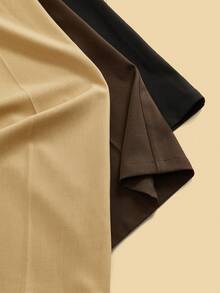 Anewsta 3件套时尚优雅现代简约口袋阔腿西装裤，度假新年 - 彩色 - 查看 6